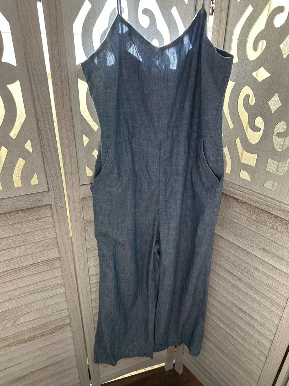 J. Crew Light Blue Chambray Wide-Leg Jumpsuit